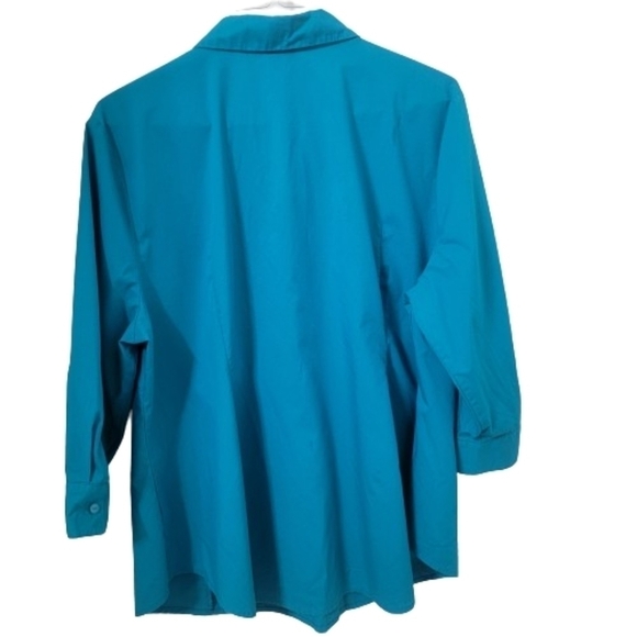 Worthington Woman Size 3X, Bright Teal Blue Button Down Shirt - Picture 2 of 8